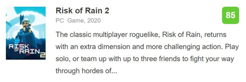 《雨中冒险2》Gamespot 8分：节奏紧张 射击略不足