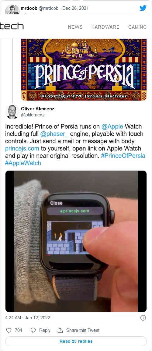 Apple Watch成功运行89年版《波斯王子》(图1)